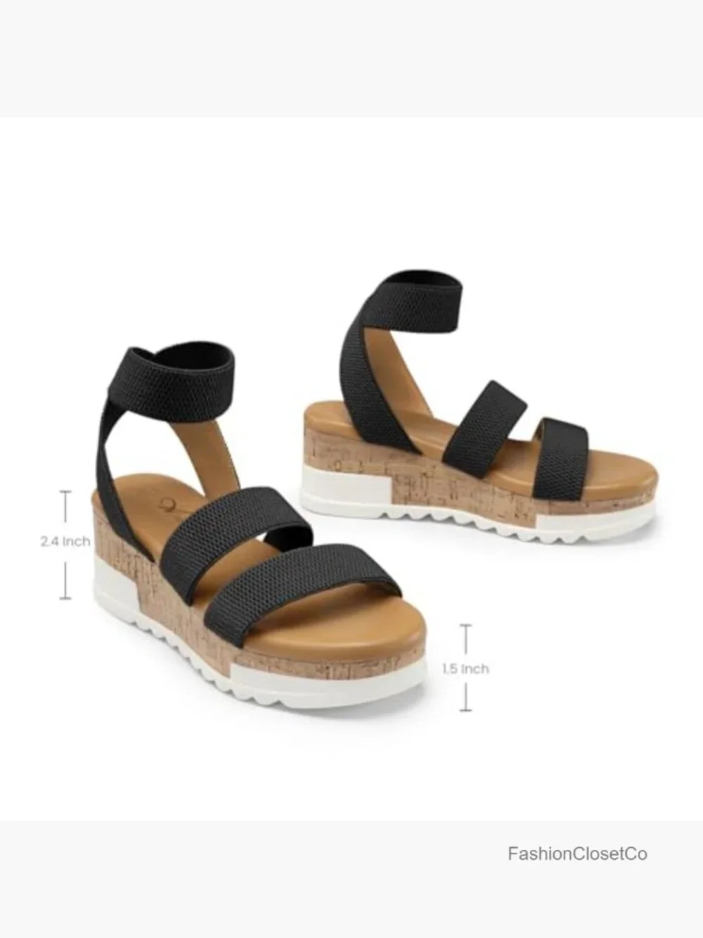 Woven Platform Wedge Sandals with Ankle Strap, Cushioned Footbed